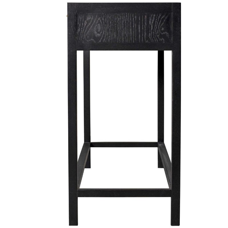 Newport 43.3 in. Matte Black 2-Drawer Rectangular Wood Console Table
