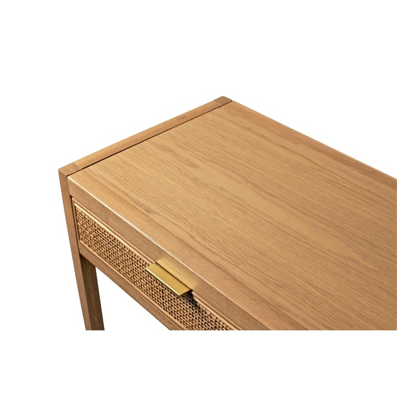 Newport 43.3 in. Oak Finish 2-Drawer Rectangular Wood Console Table