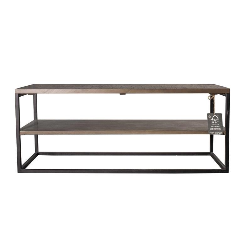 Ohio Rustic Industrial 43.3 in. Ash Grey Rectangle Reclaimed Wood Coffee Table