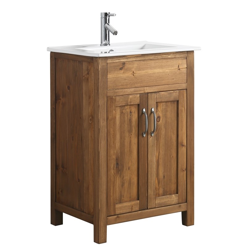 Design Element Bryson 24 Reclaimed Wood Single Sink Bathroom Vanity In Walnut Homesquare - 30 Inch Barnwood Bathroom Vanity