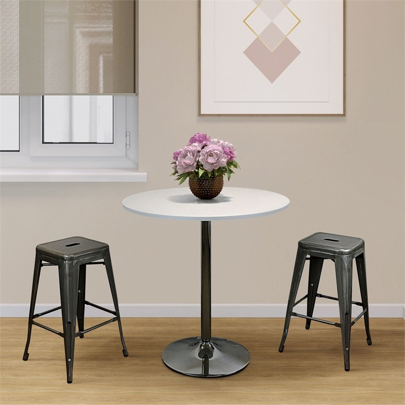 Creative Images International Modern Wood Round Dining Table in White