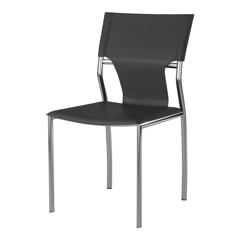 Creative Images International Faux Leather Dining Chair in Gray (Set of 4)