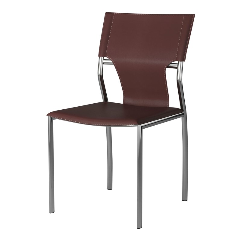 Creative Images International Faux Leather Dining Chair in Dark Brown (Set of 4)