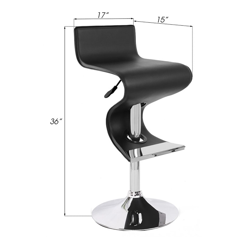Creative Images International Faux Leather Adjustable Bar Stool in Black