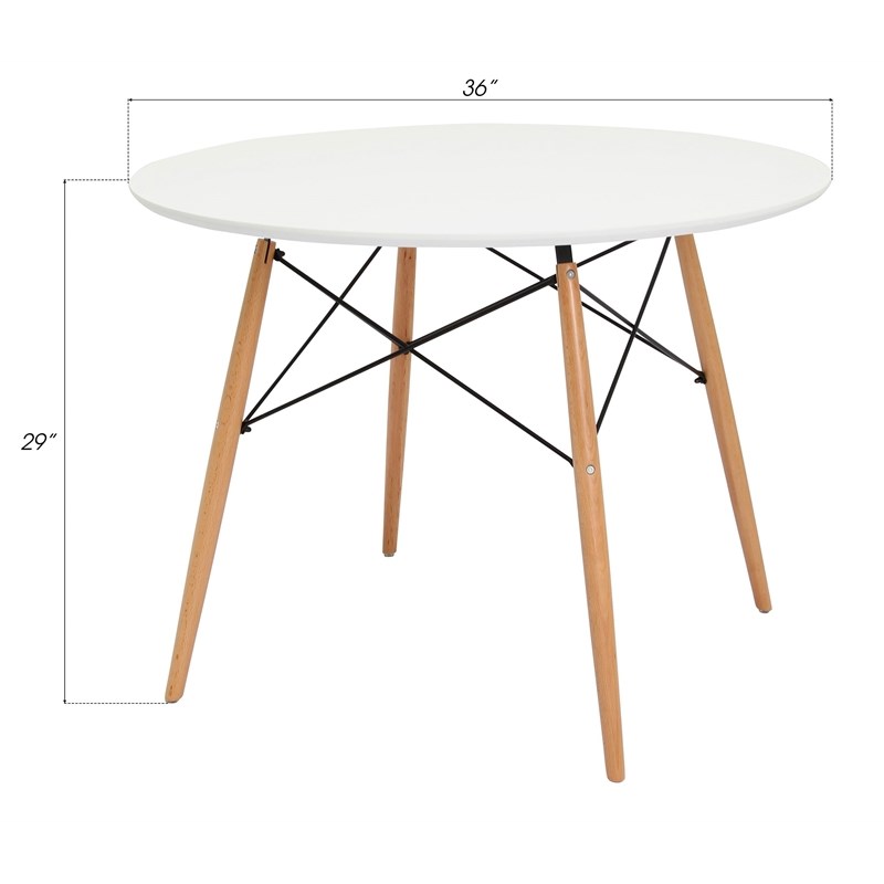 Creative Images International Round Contemporary Plastic Dining Table in White