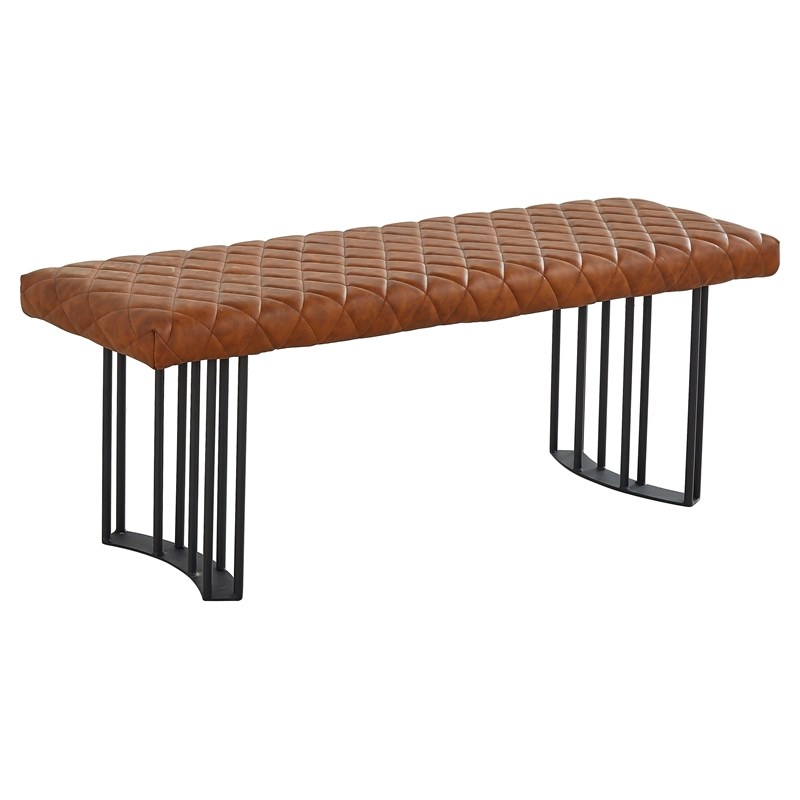 Creative Images International Faux Leather Bench in Black and Brown