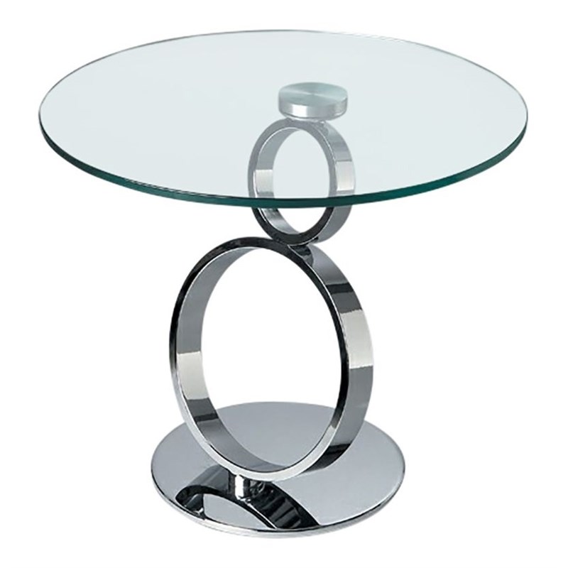 Creative Images International Modern Glass End Table in Chrome