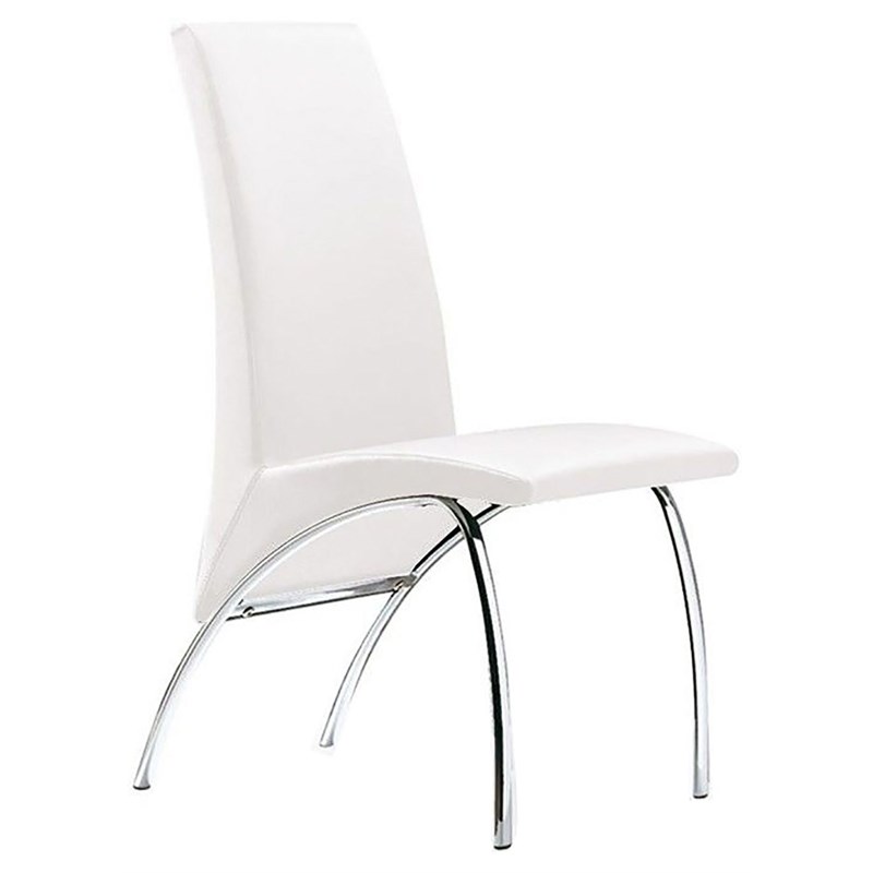 Creative Images International Faux Leather Dining Chair in White (Set of 2)