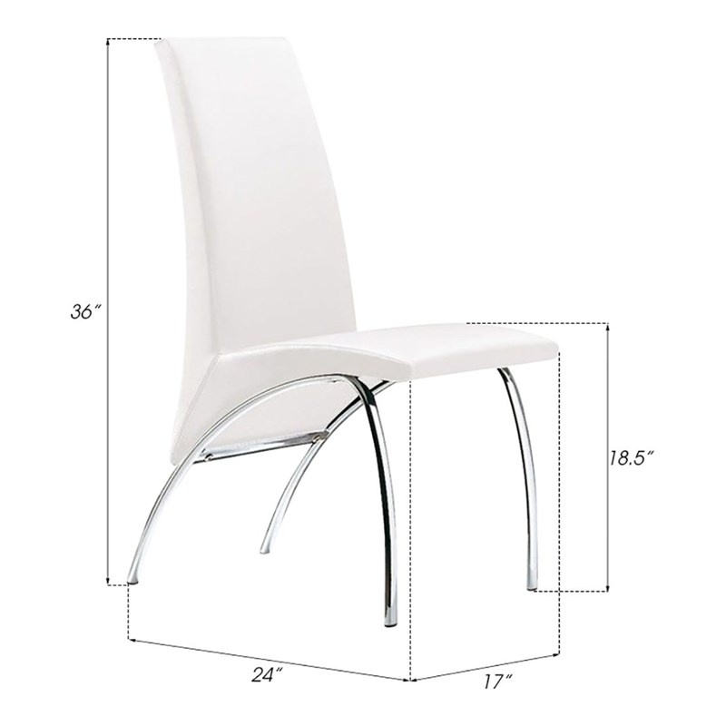 Creative Images International Faux Leather Dining Chair in White (Set of 2)