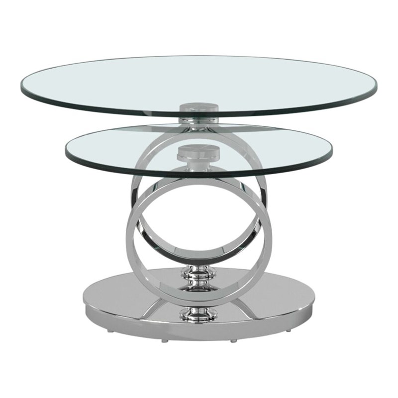 look in Fruit vegetables site Contemporary Motion Tempered Glass Top Coffee Table with Round Base in  Chrome | Homesquare