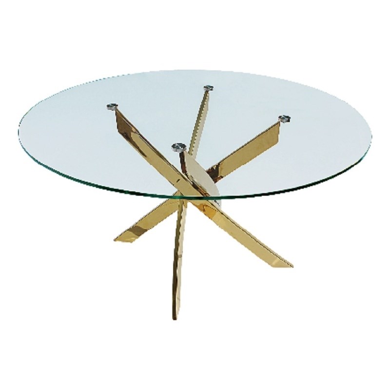 Round Glass Top Dining Table with Gold Base