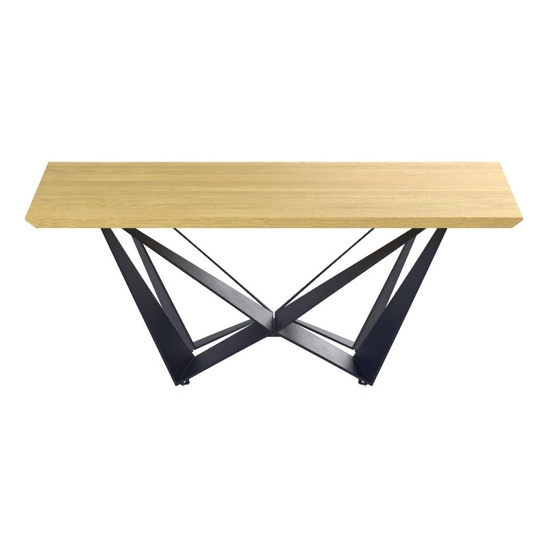 Dining Table with Natural Wood top and Black Metal Legs