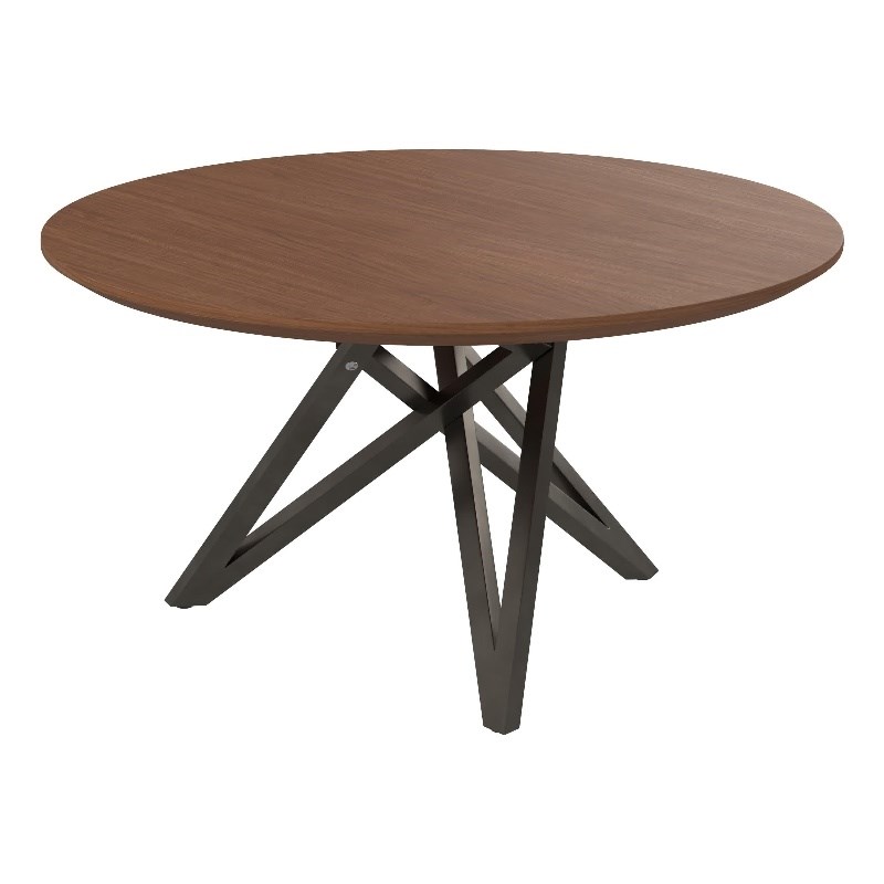Walnut Wood Dining Table with brushed Gray Stainless Steel Legs