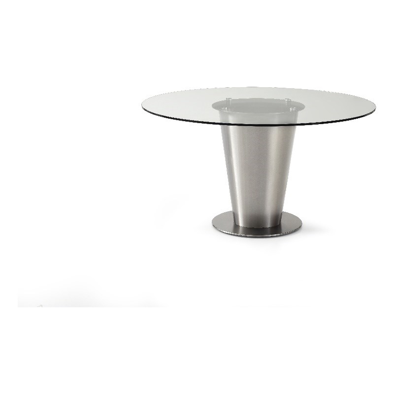 Round Clear Glass Table top with Stainless Steel Base