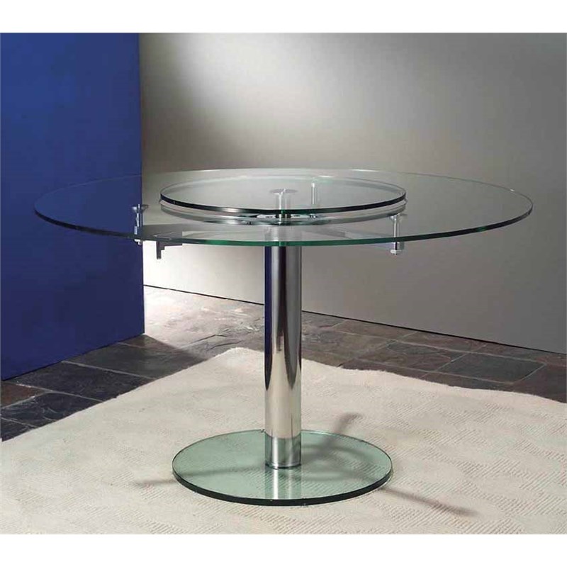 Round Clear Glass Table with Pop Up Center Glass Lazy Susan