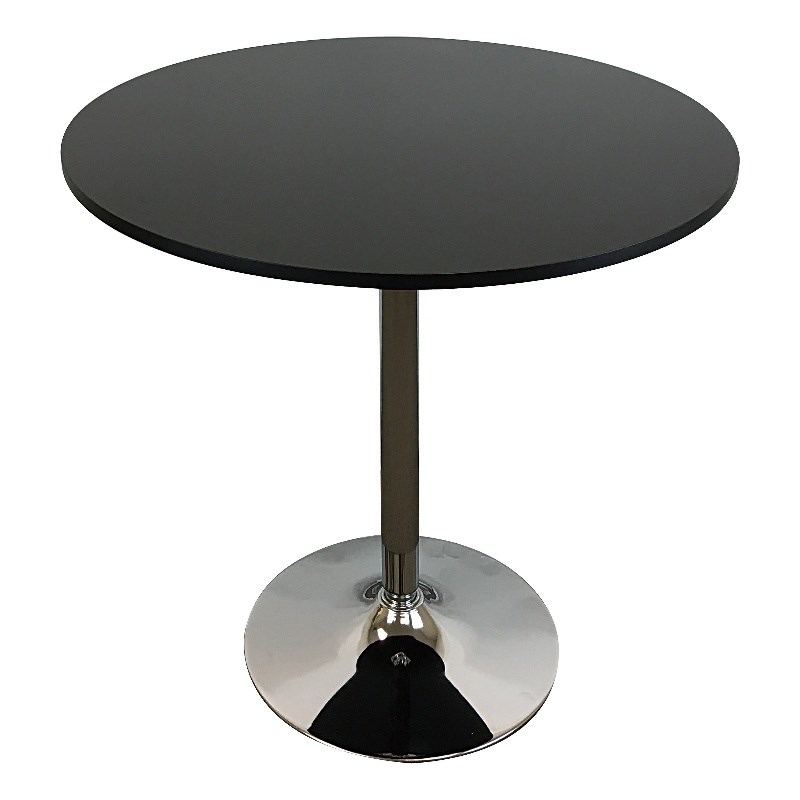 Black Round Wood Top Dining Table with Chrome Base