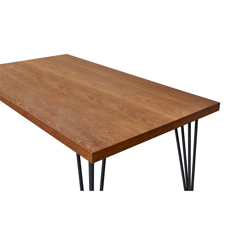 Contemporary Air Slaked Elm Veneer Wood Top Dining Table in Ash