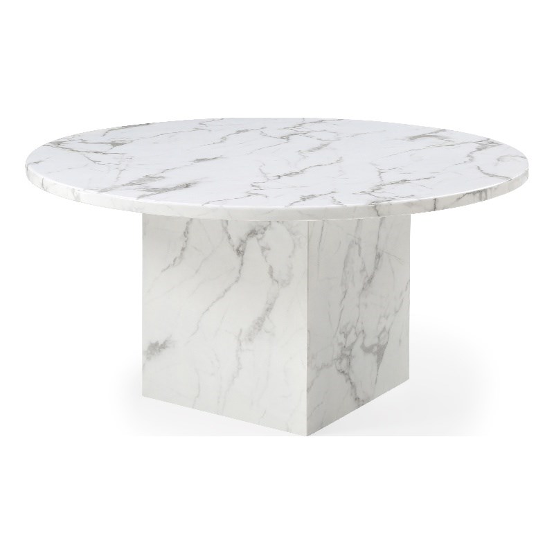 White and Gray Round Marble Table with square Marble Base