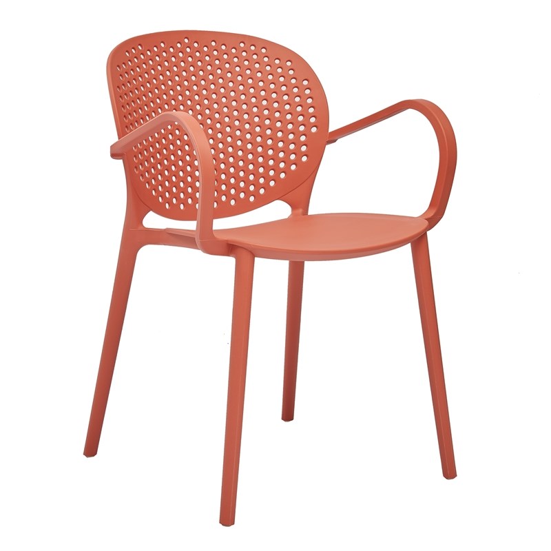 Midcentury Plastic Side Chair in Orange (Set of 4)