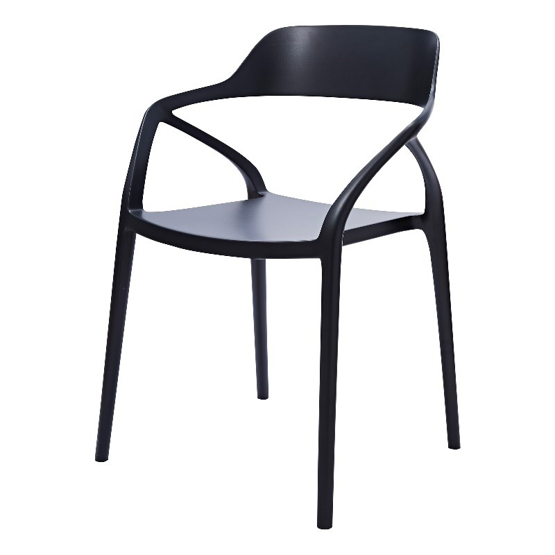 Midcentury Plastic Side Chair in Black (Set of 4)