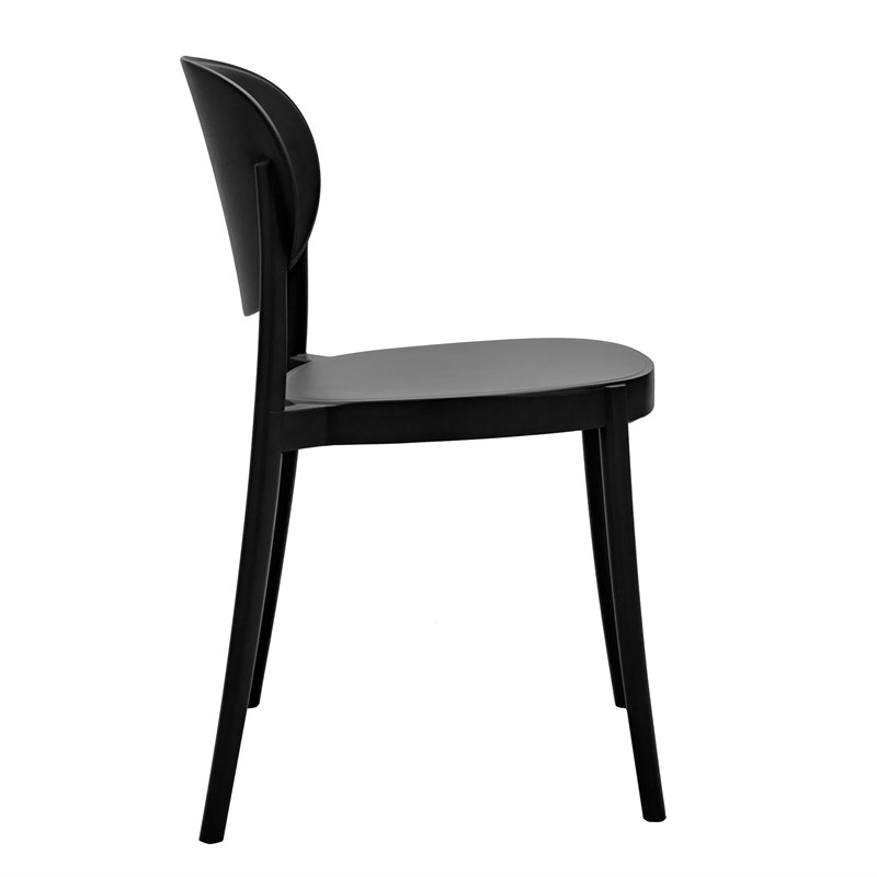 Midcentury Plastic Side Chair in Black (Set of 4)