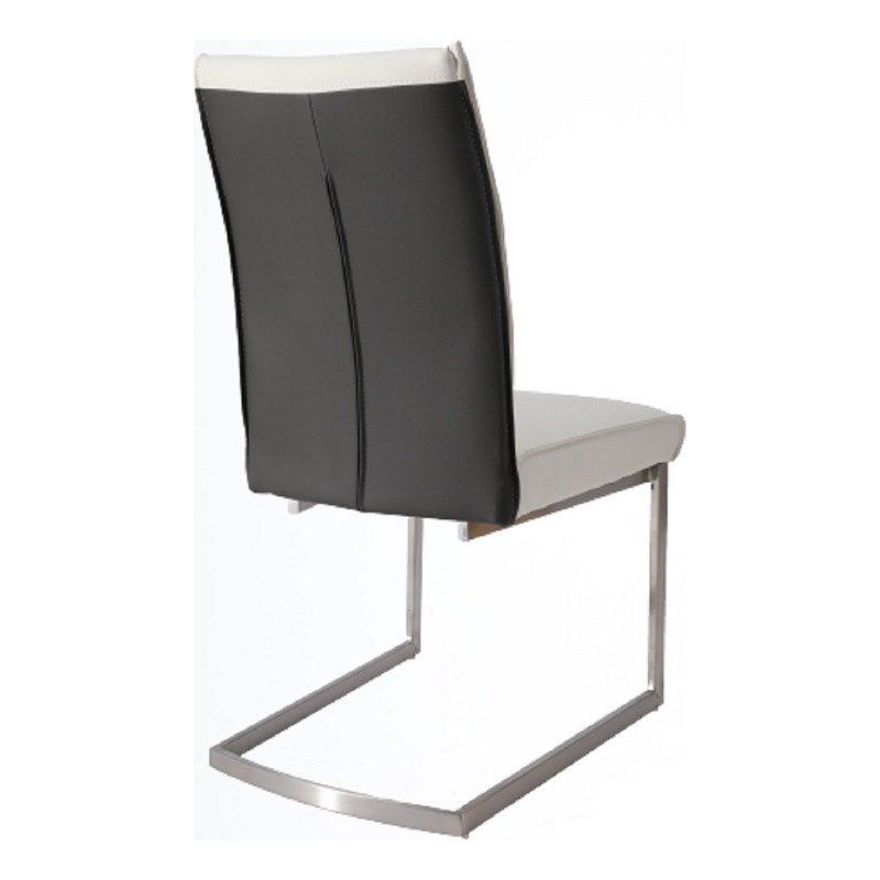 Dining Chair with White Polyurethane Seat Brushed Stainless Steel leg Set of 2