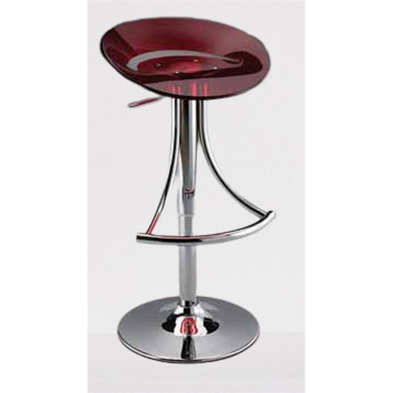 Adjustable Acrylic Plastic Bar Stool in red with chrome base