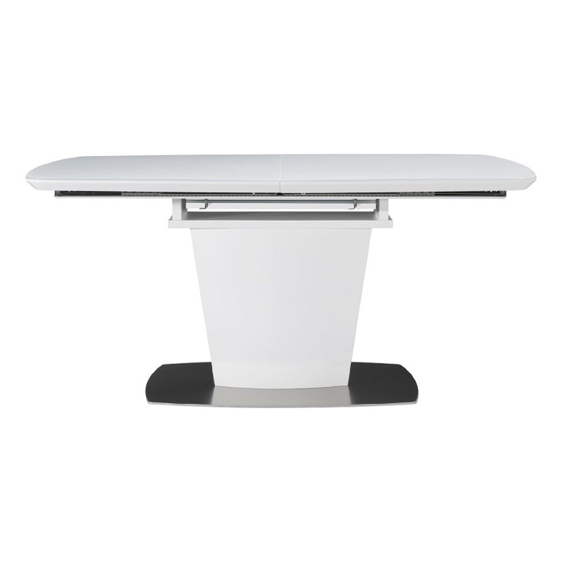 Wood Extension Dining Table with bevel edge covered by Glass in White