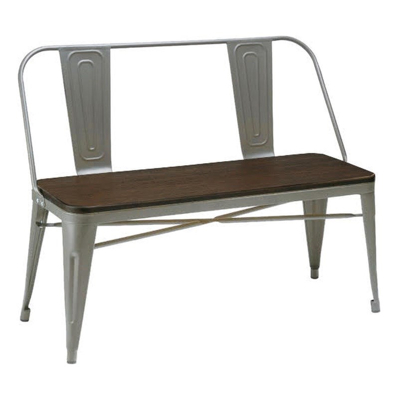 Metal Dining Bench with Wood Top