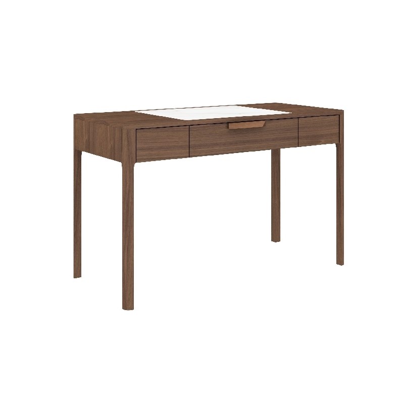 Creative Images International Wooden Office Desk in Walnut Color with Marble Top