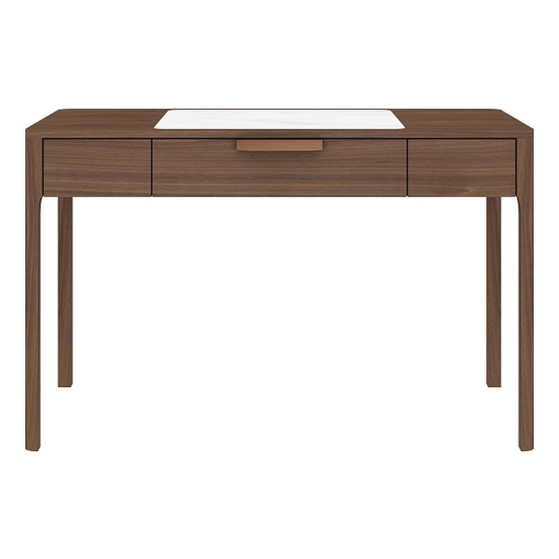 Creative Images International Wooden Office Desk in Walnut Color with Marble Top