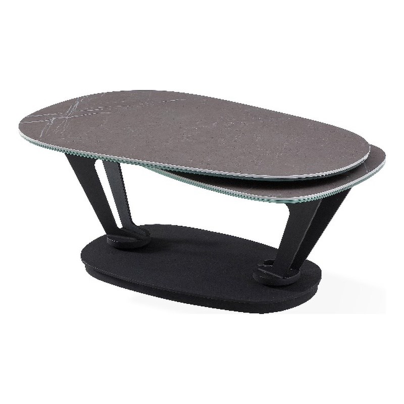 Gray Motion Coffee Table with Cermanic Top and Metal base