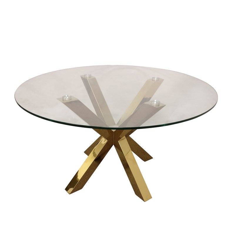 Creative Images International 60'' Round Glass Dining Table with Gold Base
