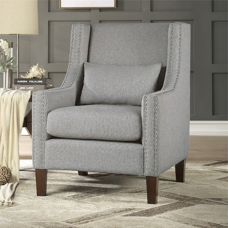 Lexicon Keller Upholstered Wingback Chair in Light Gray | Homesquare