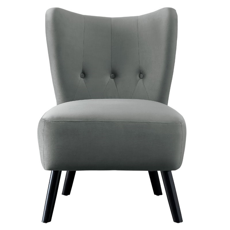 Lexicon Imani Velvet Upholstered Accent Chair in Gray