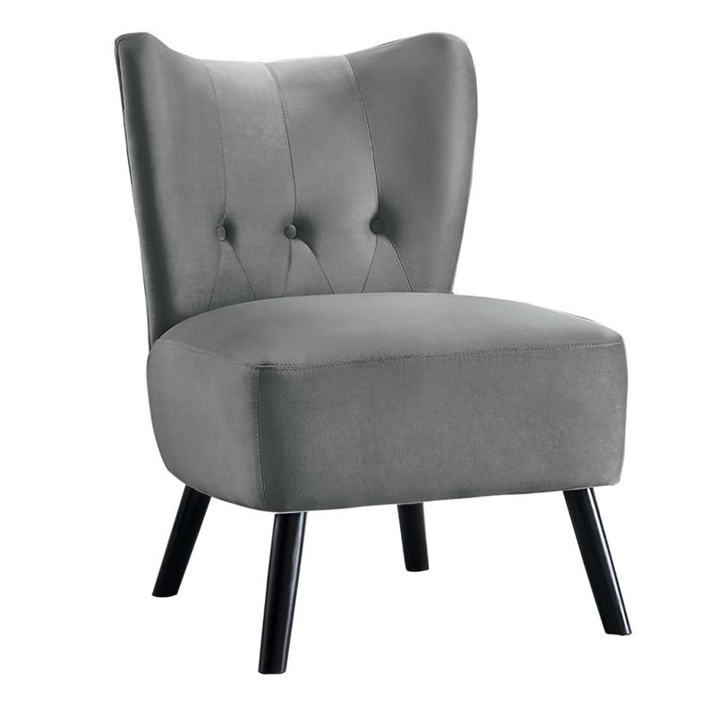 Lexicon Imani Velvet Upholstered Accent Chair in Gray