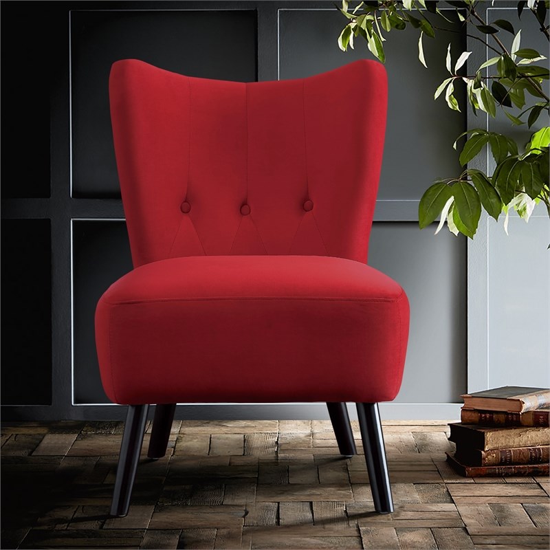 Lexicon Imani Velvet Upholstered Accent Chair in Red