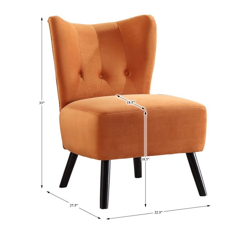 Lexicon Imani Velvet Upholstered Accent Chair in Orange