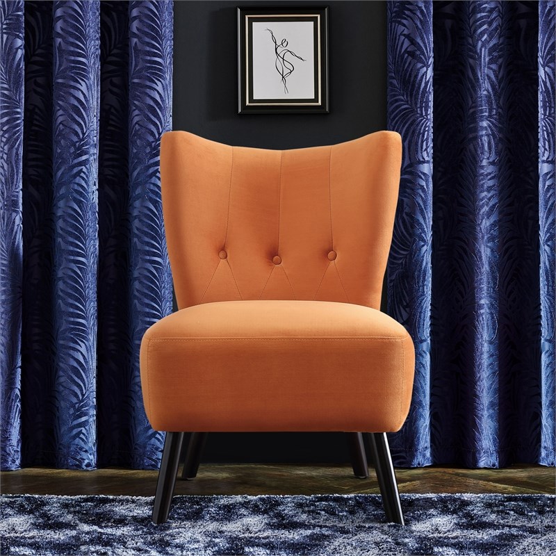 Lexicon Imani Velvet Upholstered Accent Chair in Orange