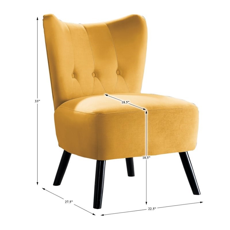 Lexicon Imani Velvet Upholstered Accent Chair in Yellow