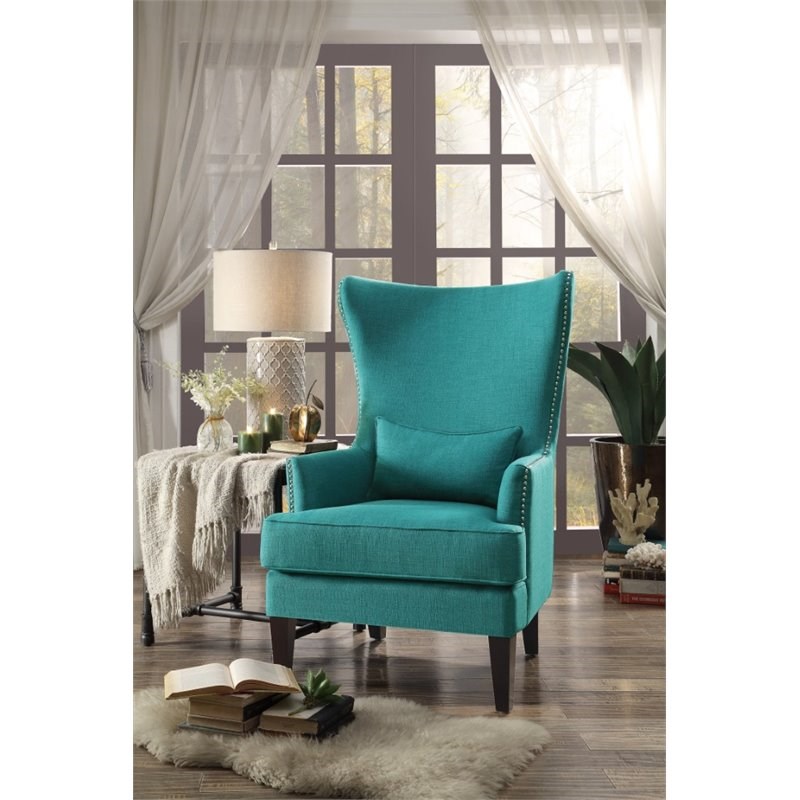 Lexicon Avina Upholstered Accent Wingback Chair in Teal Homesquare
