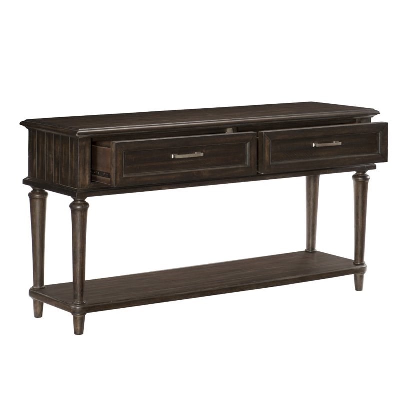 Lexicon Cardano Wood 2 Drawer Console Table in Driftwood Charcoal Homesquare
