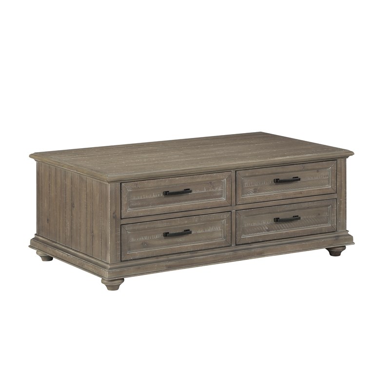 Lexicon Cardano Wood 4 Drawer Coffee Table in Driftwood Light Brown