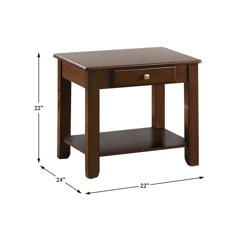 Lexicon Ballwin Wood 1 Drawer End Table in Dark Cherry
