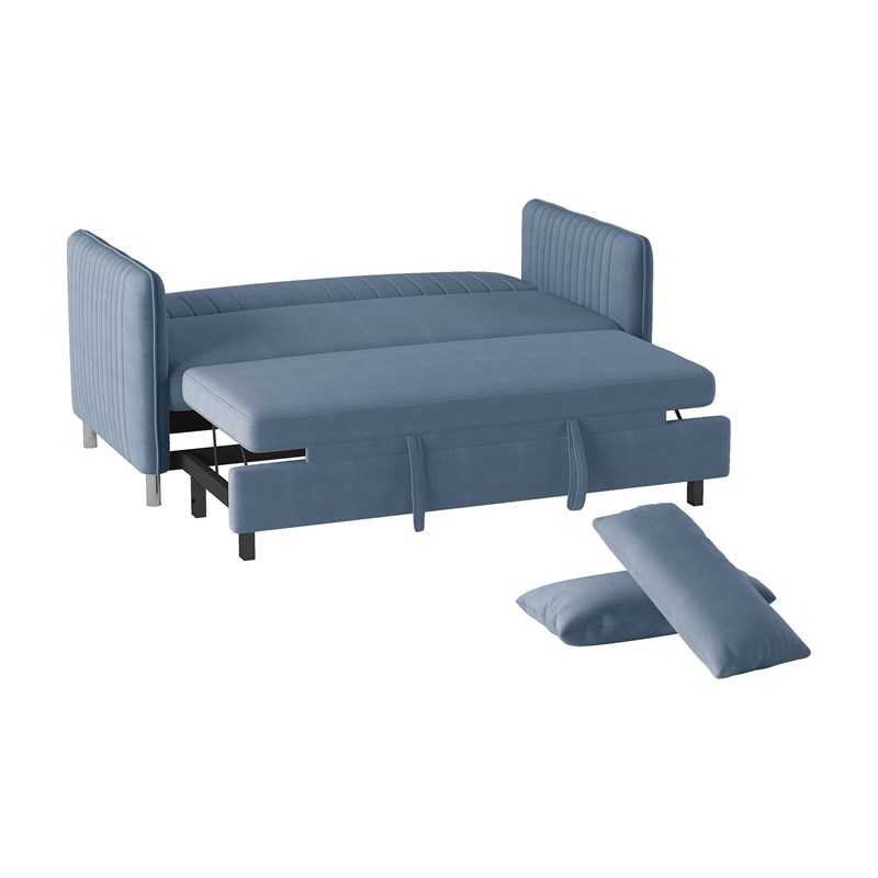 Lexicon Greenway Velvet Upholstered Click Clack Convertible Sofa in