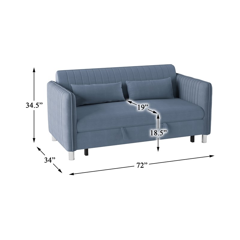 Lexicon Greenway Velvet Upholstered Click Clack Convertible Sofa in