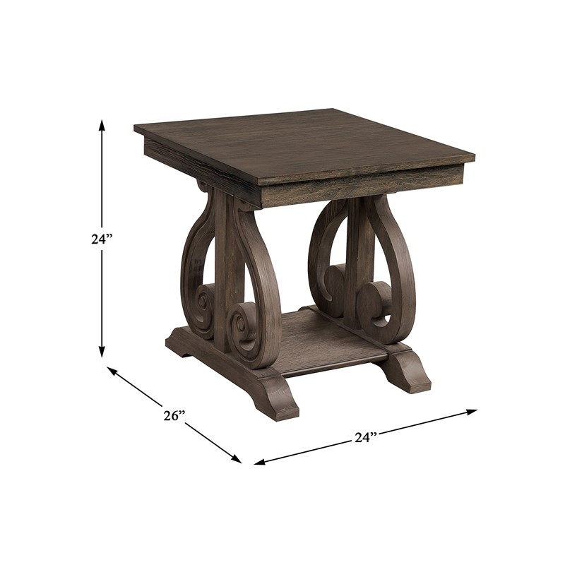 Lexicon Toulon Wood End Table in Distressed Dark Oak