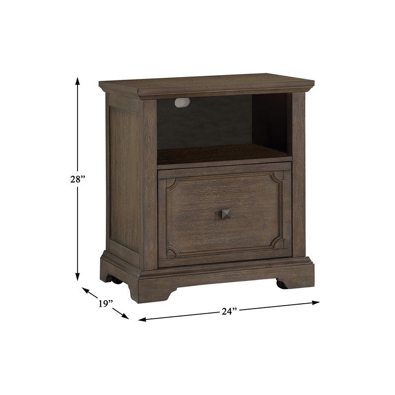 Lexicon Toulon Wood Lateral File Cabinet with Casters in Dark Oak