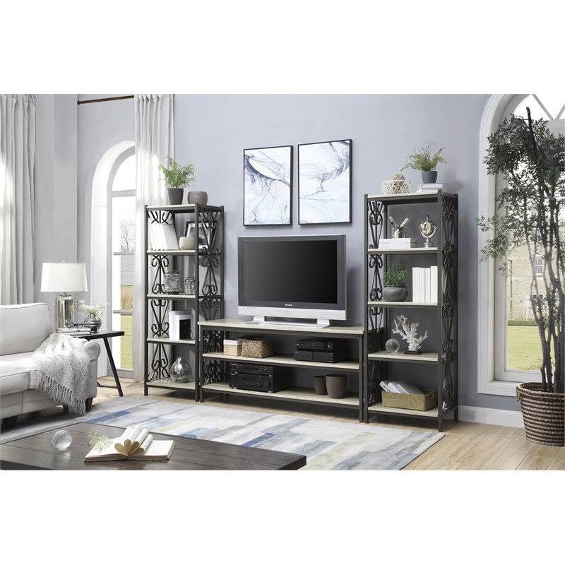 Lexicon Fairhope Faux Marble Top TV Stand in Black
