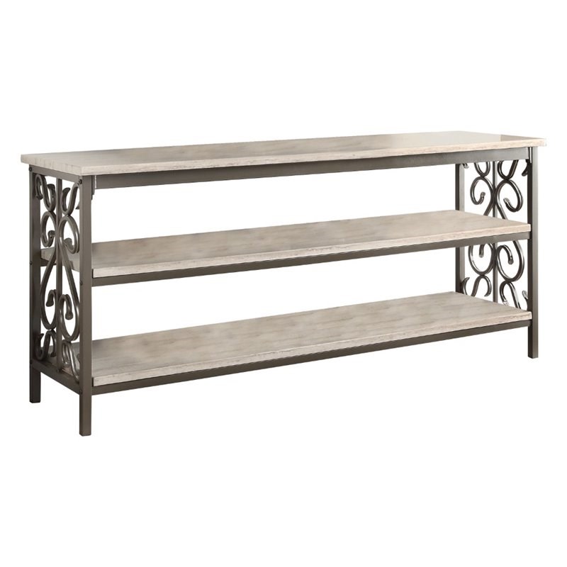 Lexicon Fairhope Faux Marble Top TV Stand in Black